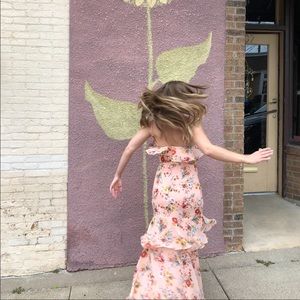 Lulus floral peach maxi dress